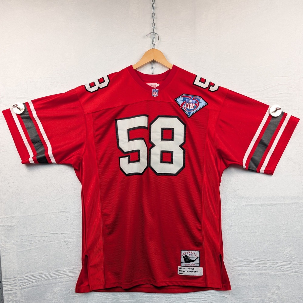 VTG Jessie Tuggle Mitchell & Ness Jersey Men's 2XL Red Falcons 58 NFL Sporty 90s